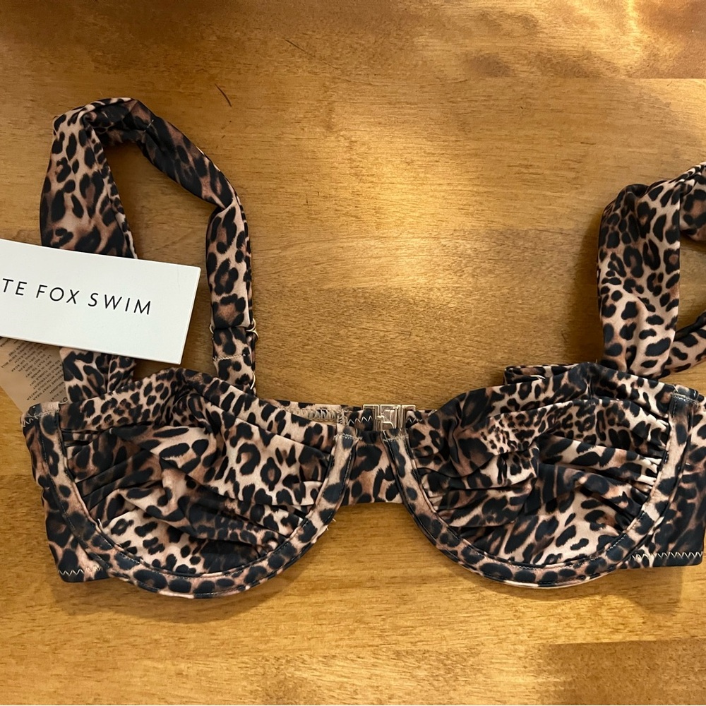 White Fox Boutique Leopard Print Bikini Top